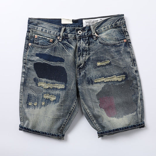 Vintage Heavy Distressed Denim Ripped Shorts